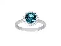 Bevilles Jewellery September Birthstone Sterling Silver Blue Crystal Halo Ring - M offer