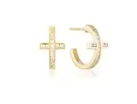 Bevilles Jewellery Georgini Spiritus Cross Hoop Earrings - Gold offer