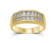 Bevilles Jewellery Men's Ring with 0.75ct of Diamonds in 9ct Yellow Gold - T offer