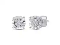 Bevilles Jewellery Tia Miracle Halo Stud Earrings with 0.20ct of Diamonds in 9ct White Gold offer