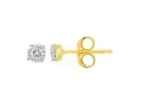Bevilles Jewellery Tia Miracle Stud Earrings with 0.10ct of Diamonds in 9ct Yellow Gold offer