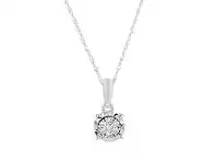 Bevilles Jewellery Miracle Halo Diamond Composite Necklace in 9ct White Gold offer