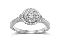 Bevilles Jewellery Brilliant Illusion Halo Ring with 0.45ct of Diamonds in 9ct White Gold - N offer