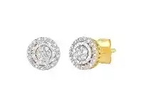 Bevilles Jewellery Miracle Halo Brilliant Illusion Earrings with 1/5ct of Diamonds in 9ct Yellow Gold offer