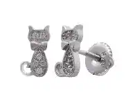 Children's Cat Sterling Silver Stud Earrings