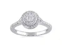 Bevilles Jewellery Double Halo Ring with 1/2ct of Diamonds in 9ct White Gold - Q offer