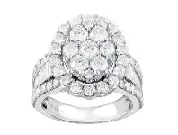 Bevilles Jewellery Oval Surround Ring with 3.00ct of Diamonds in 18ct White Gold - M offer