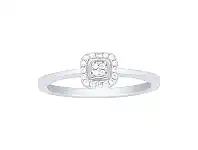 Bevilles Jewellery Sterling Silver Cubic Zirconia Cushion Look Halo Ring - O offer