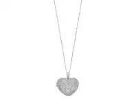 Bevilles Jewellery Puff Heart Cubic Zirconia Necklace in Sterling Silver offer