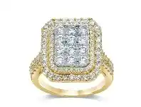 Bevilles Jewellery 9ct Yellow Gold Emerald Shape Ring with 1.50ct of Diamonds - N offer