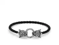 Bevilles Jewellery Thomas Sabo Leather Strap Black Cat - L15 offer
