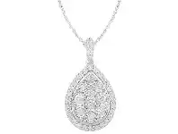 Bevilles Jewellery Miracle Halo Necklace with 1.00ct of Diamonds in Sterling Silver offer