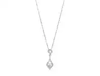 Bevilles Jewellery Cubic Zirconia Marquise Drop Necklace in Sterling Silver offer
