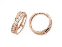 Bevilles Jewellery Cubic Zirconia Crossover Hoop Earrings in 9ct Rose Gold offer