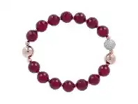 Bevilles Jewellery Bronzallure Gemstone Bead Bracelet - 19.7cm / Plum Agate offer