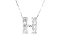 Bevilles Jewellery Sterling Silver Cubic Zirconia Initial Necklace - Most Initials Available - H offer