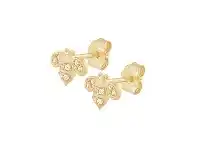 Bevilles Jewellery 9ct Yellow Gold Silver Infused Bumble Bee with Cubic Zirconia Stud Earrings offer