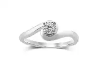 Bevilles Jewellery Diamond Solitaire Wrap Swirl Ring in 9ct White Gold - N offer
