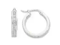 Bevilles Jewellery Channel Set Cubic Zirconia Hoop Earrings in Sterling Silver offer