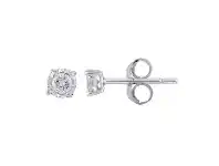 Bevilles Jewellery Tia Miracle Halo Earrings with 0.10ct of Diamonds in 9ct White Gold offer