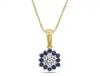 Bevilles Jewellery Diamond Set Sapphire Necklace in 9ct Yellow Gold offer
