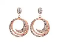 Bevilles Jewellery Crystal Swirl Drop Stud Earrings in Rose Stainless Steel offer