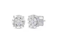 Bevilles Jewellery Tia Miracle Composite Earrings with 0.10ct of Diamonds in 9ct White Gold offer