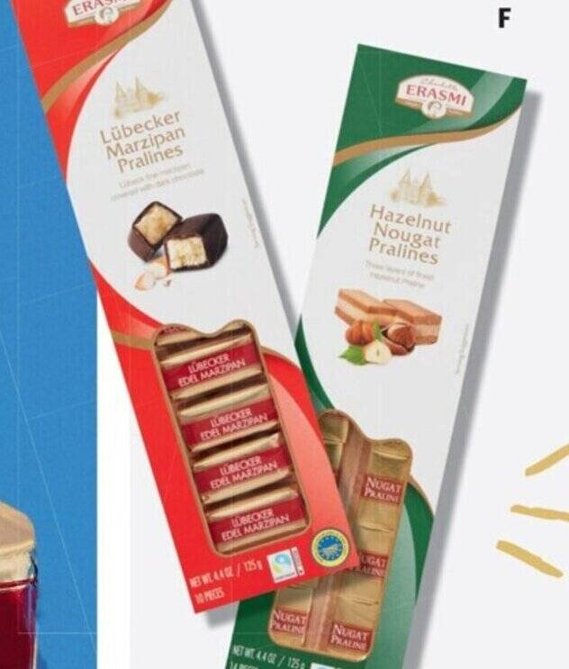 Erasmi Lübecker Fine Marzipan Bites or Hazelnut Nougat Pralines 125g