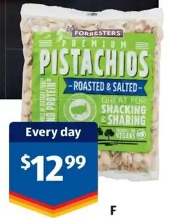 ALDI Forresters Roasted & Salted Pistachios 600g offer