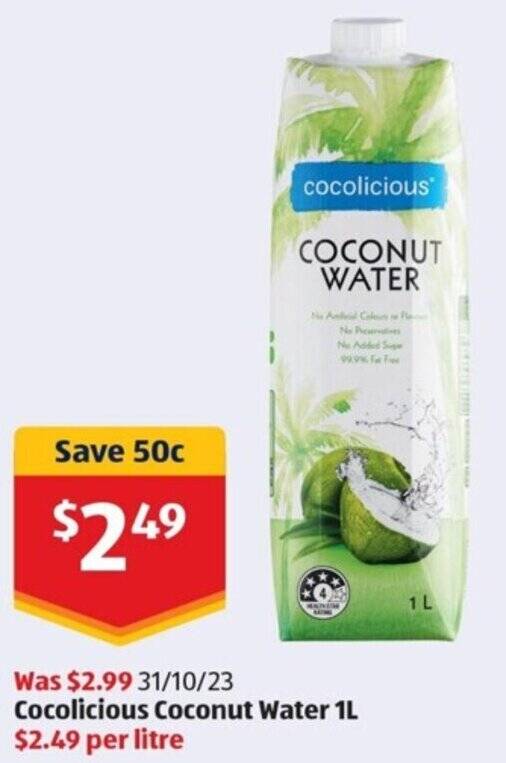 Cocolicious Coconut Water 1L offer at ALDI