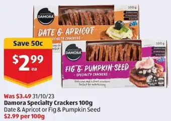 ALDI Damora Specialty Crackers 100g offer