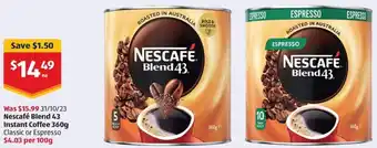ALDI Nescafé Blend 43 Instant Coffee 360g offer