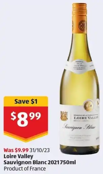 ALDI Loire Valley Sauvignon Blanc 2021750ml offer