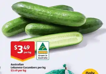 ALDI Australian Lebanese Cucumbers per kg offer