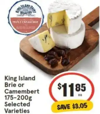 IGA King Island Brie or Camembert 175-200g offer
