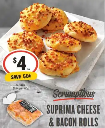 IGA SUPRIMA CHEESE & BACON ROLLS offer