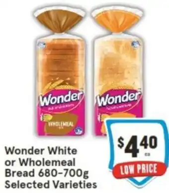 Wonder White or Wholemeal Bread 680-700g