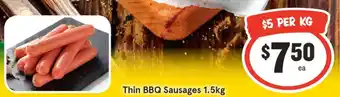 IGA Thin BBQ Sausages 1.5kg offer