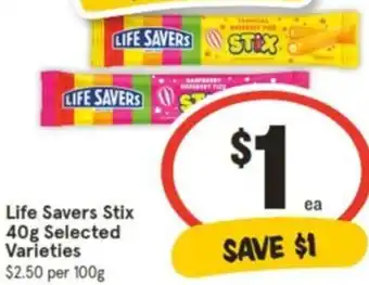 IGA Life Savers Stix 40g offer