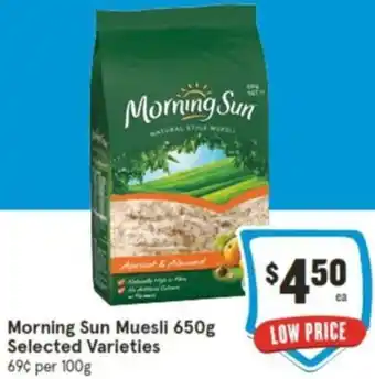 IGA Morning Sun Muesli 650g offer