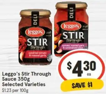 IGA Leggo's Stir Through Sauce 350g offer