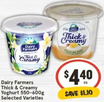 IGA Dairy Farmers Thick & Creamy Yoghurt 550-600g offer