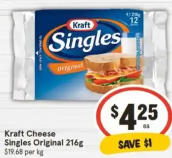 IGA Kraft Cheese Singles Original 216g offer