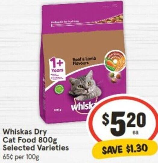 Whiskas Dry Cat Food 800g offer at IGA