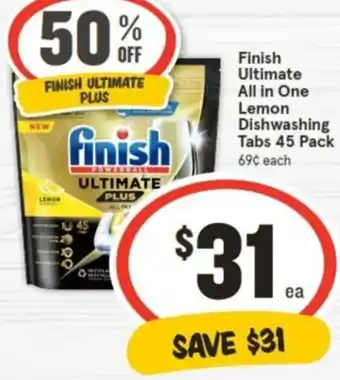 IGA Finish Ultimate All in One Lemon Dishwashing Tabs offer