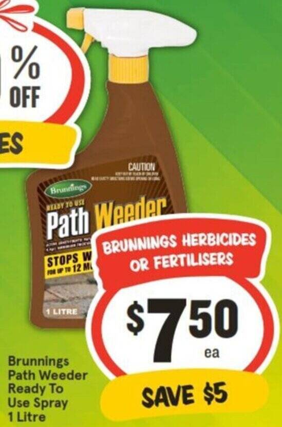Brunnings Path Weeder Ready To Use Spray 1 Litre offer at IGA