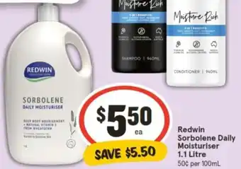 IGA Redwin Sorbolene Daily Moisturiser 1.1 Litre offer