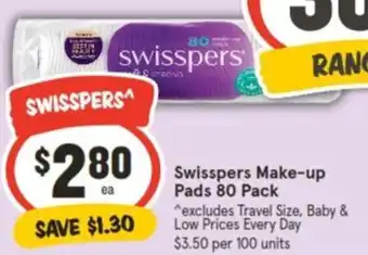 IGA Swisspers Make-up Pads 80 Pack offer