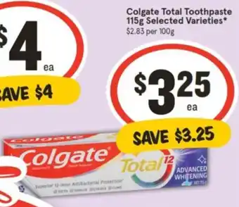 IGA Colgate Total Toothpaste 115g offer