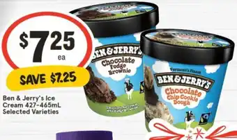 IGA Ben & Jerry's Ice Cream 427-465mL offer